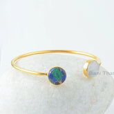 Copper Azurite - Rainbow Moonstone Bangle - Handmade Bracelet - 925 Silver - Wholesale Jewelry - Jewelry For Niece - Gift For Teens